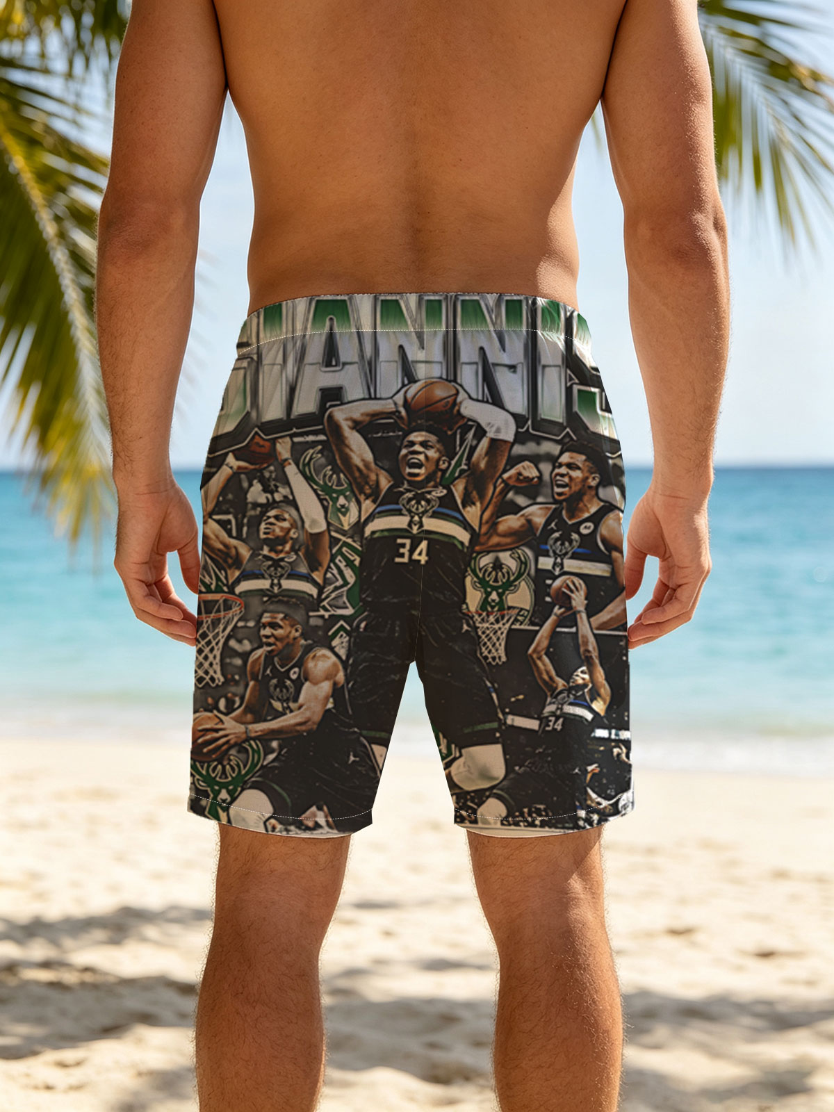 Giannis Antetokounmpo Milwaukee Bucks Basketball Action Montage -  Beach shorts