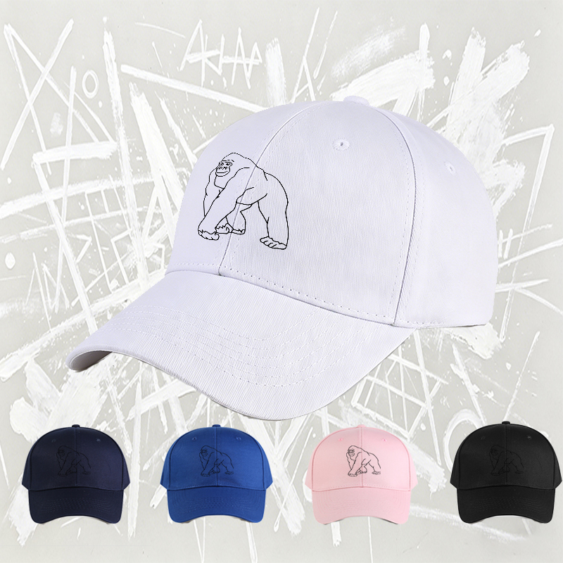 Unisex Classic Baseball Cap with Gorilla Outline Print Design - Perfect for Outdoor Activities, Casual Wear, and Street Style - Ideal for Adults Seeking Trendy and Comfortable Headwear