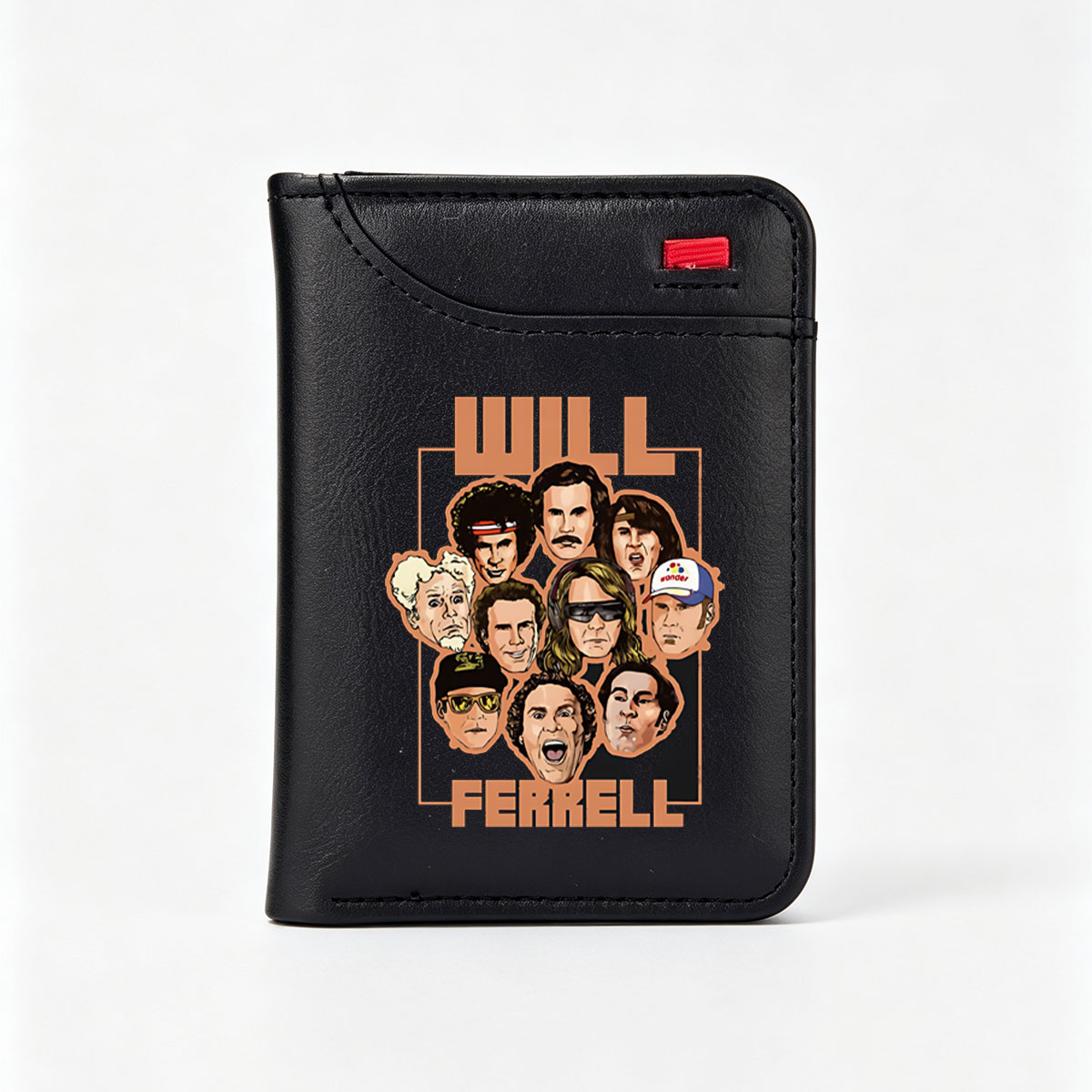 Will Ferrell: Iconic Characters and Roles Collage - Vertical Style Wallet