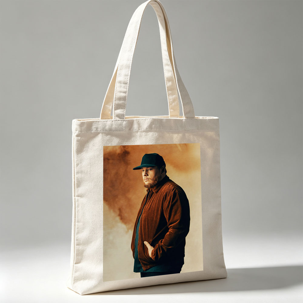 Luke Combs in a Studio Portrait Wearing a Brown Corduroy Jacket and Black Cap - Canvas tote bags