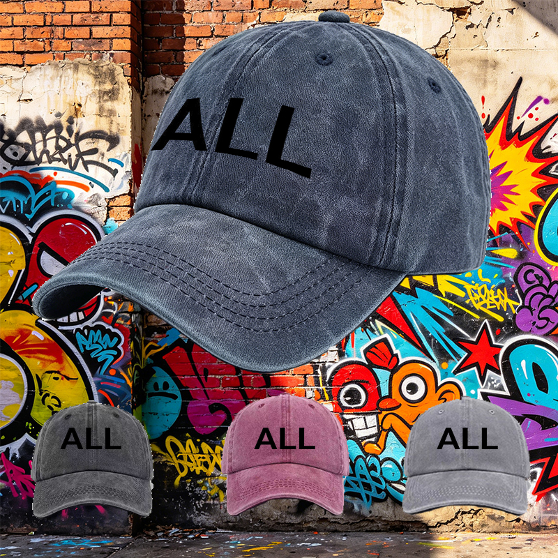 Men's Printed Washed Cap with Abstract Geometric Design and 