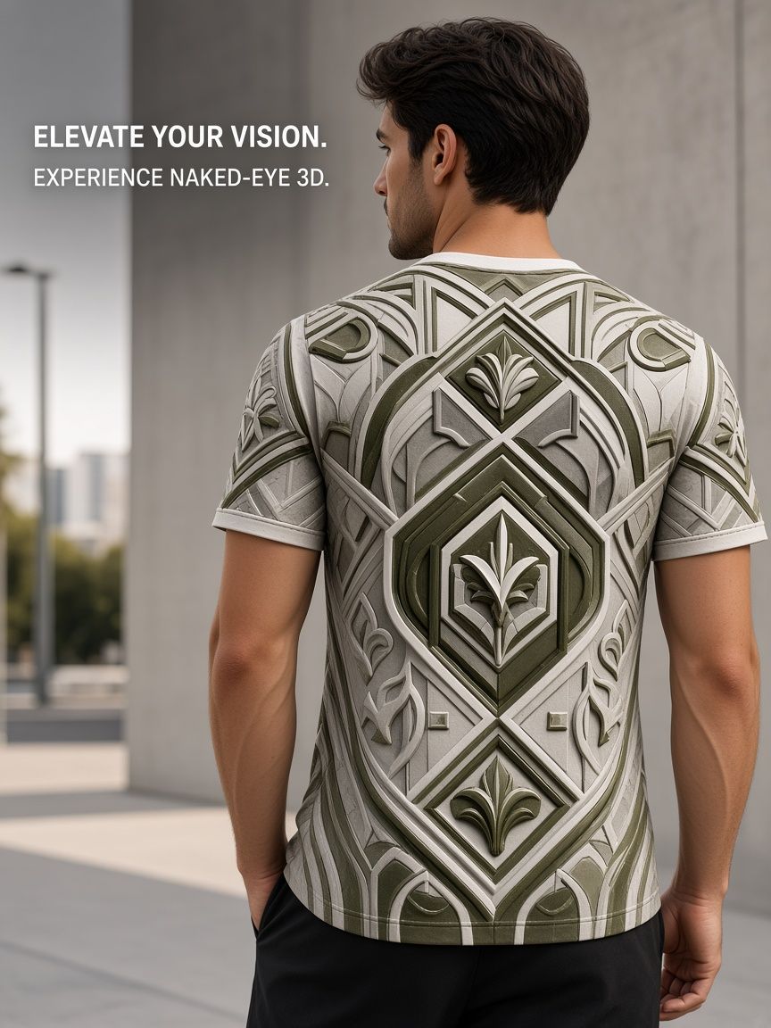 Baroque Stone Relief 3D Optical Illusion Graphic Tee Breathable Athletic Mesh T-Shirt for Casual and Sports Wear