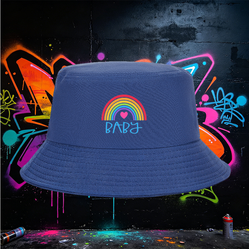 Unisex Rainbow Heart Baby Print Bucket Hat for Men Women - Classic Adjustable Sun Protection Cap for Outdoor Activities, Travel, Beach, Casual Wear - Perfect for Youth and Trendy Adults
