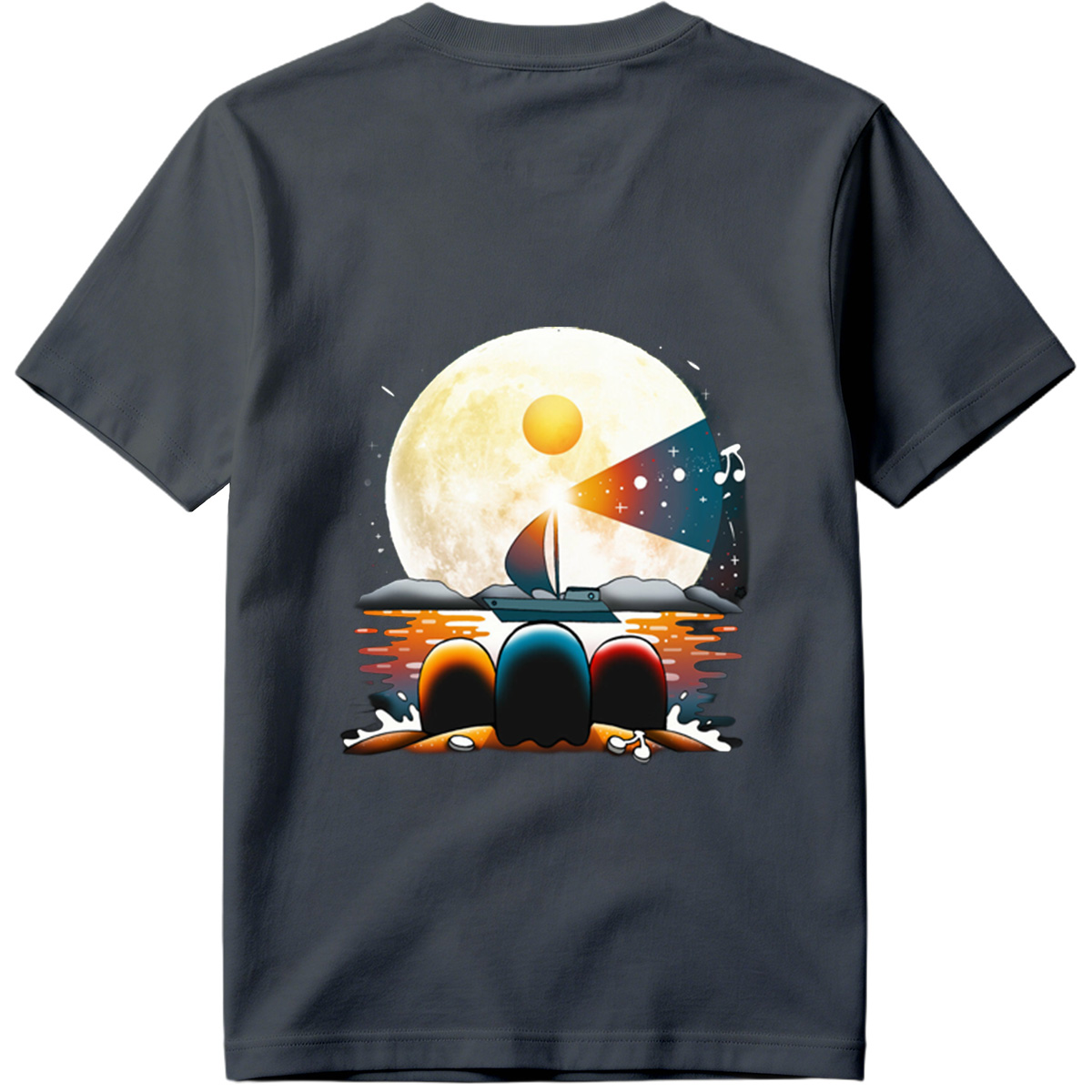 Sailboat Under the Moonlight with Musical Notes - Tee