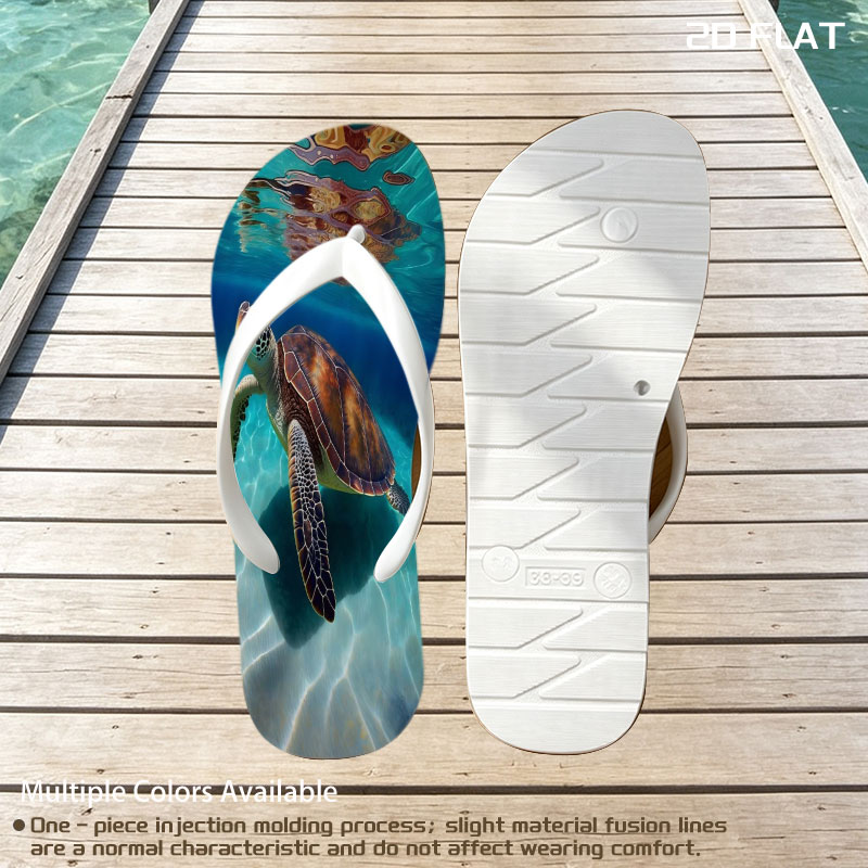 Sea Turtle Swimming in Crystal Clear Waters -  flip-flops