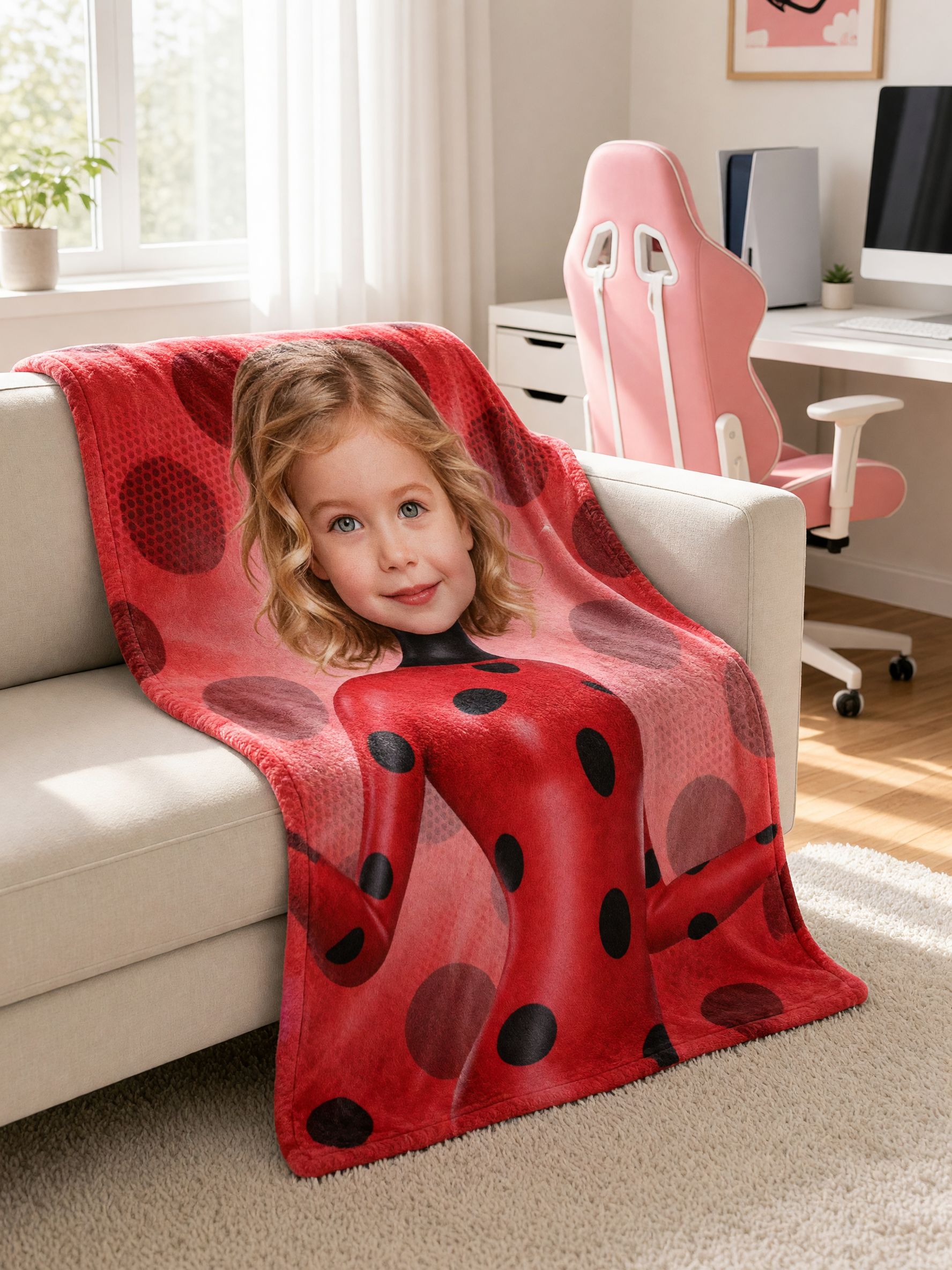 Custom Face Blanket Personalized Superhero Flannel Fleece Throw Soft Anti-Pilling Ideal Personalized Gift for Kids