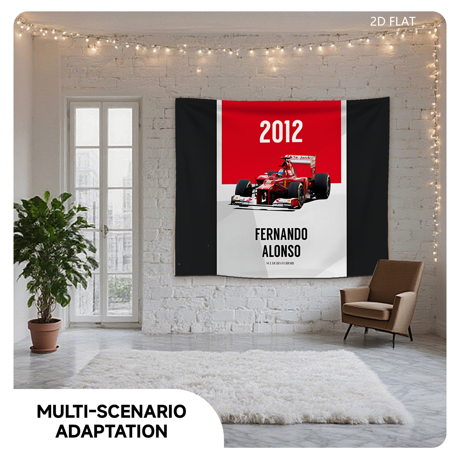 Fernando Alonso 2012 Scuderia Ferrari F1 Racing Car - Tapestry
