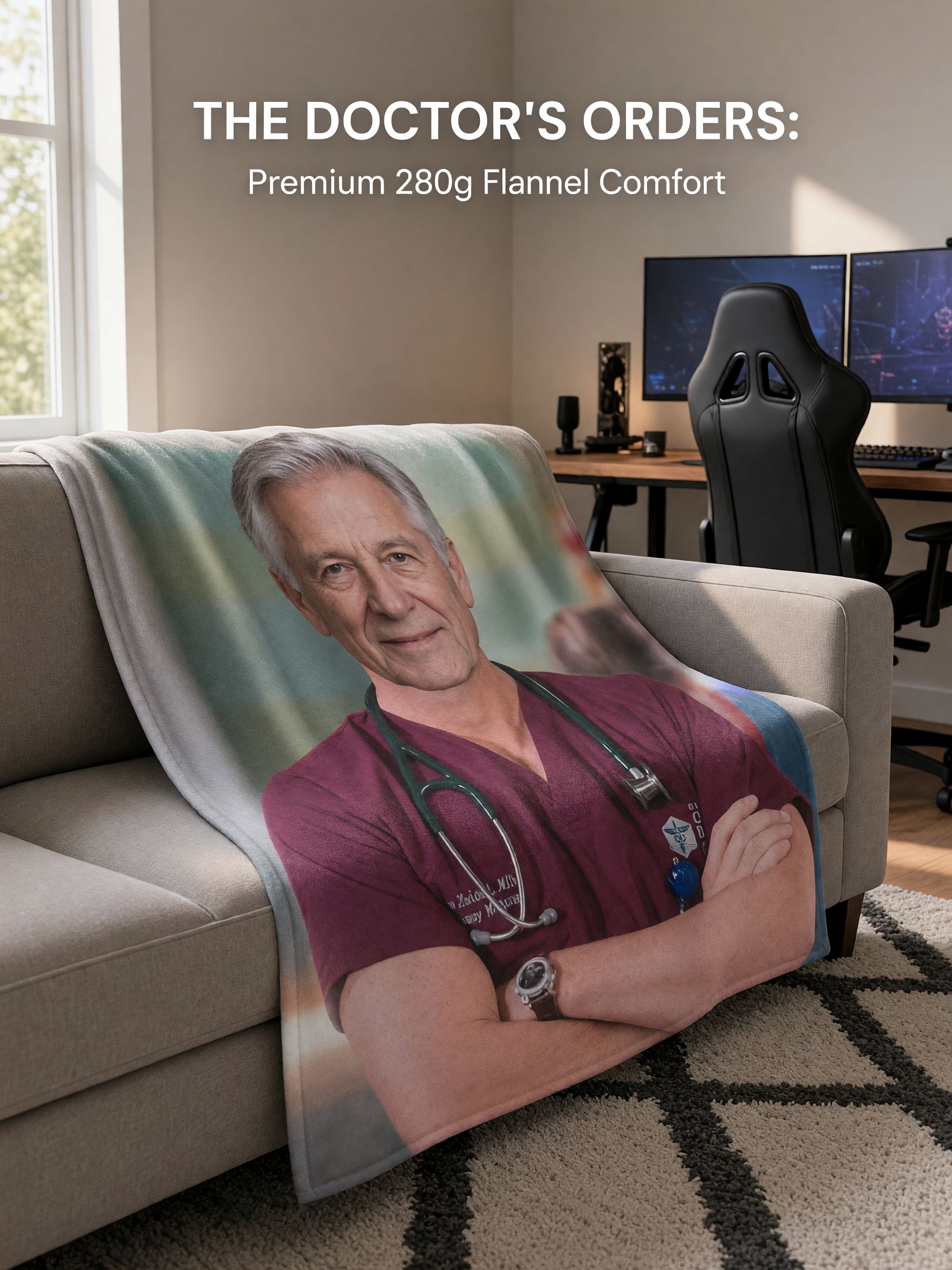 Custom Face Photo Blanket Personalized Flannel Throw Cozy Velvet Plush Cover for Sofa Bed, Ideal Unique Gift