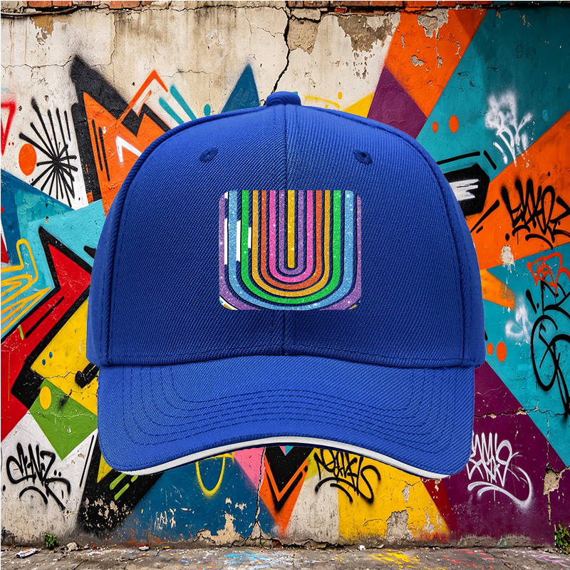 Unisex Classic Sandwich Hat with Glitter Rainbow Arch Print - Perfect for Outdoor Activities, Festivals, and Casual Wear - Ideal for Adults Seeking Stylish and Comfortable Headwear