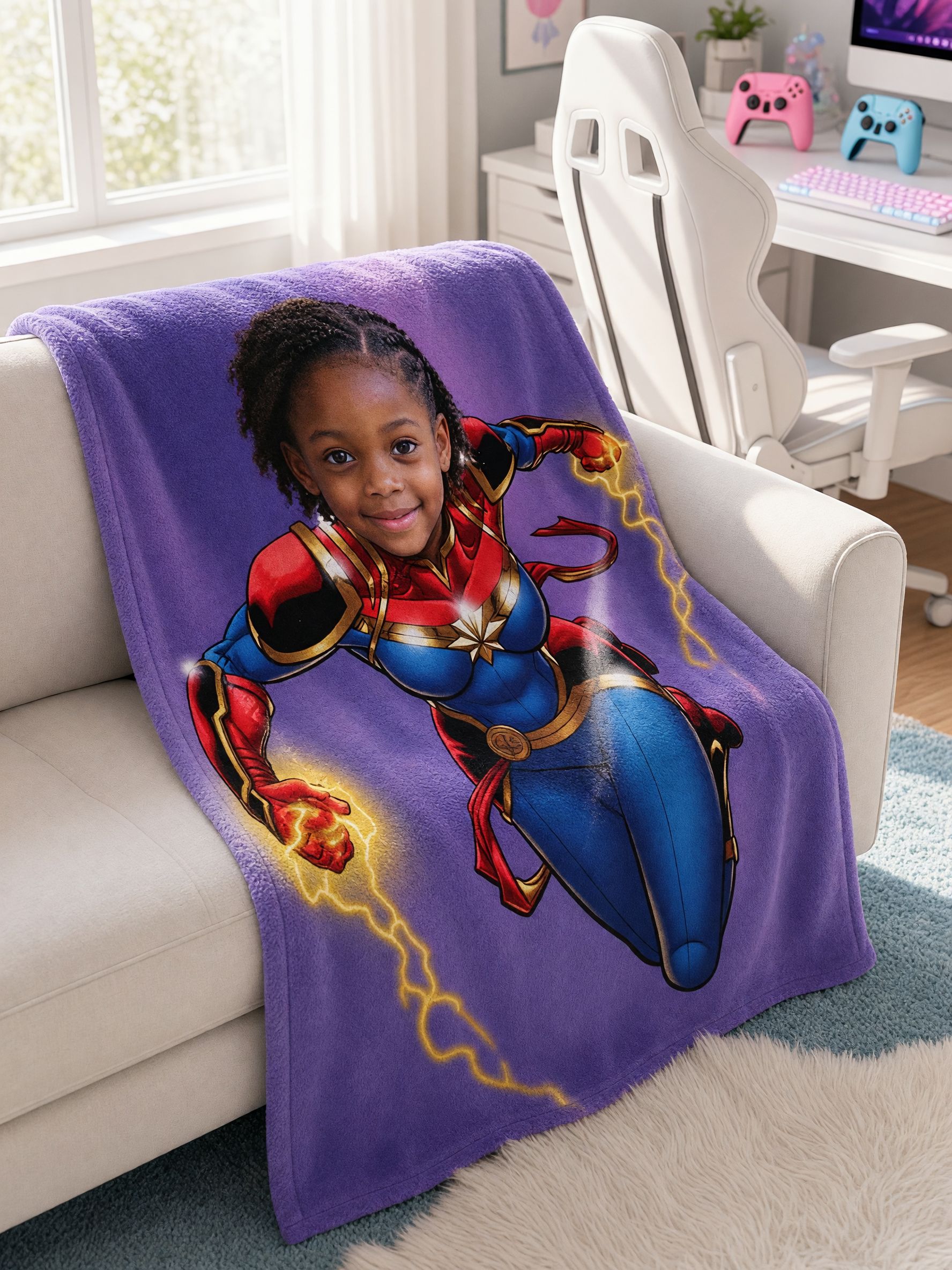 Custom Superhero Photo Blanket Soft Flannel Fleece Throw Personalized Face Portrait Bed Sofa Wrap Ideal Keepsake Gift