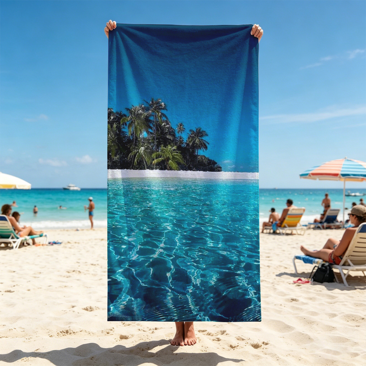 Crystal Clear Waters and Palm Trees on a Tropical Beach - Beach towels