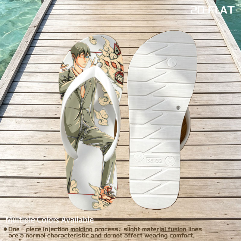 Anime Character with Sword and Fox Spirit, Stylish Suit and Sneakers -  flip-flops