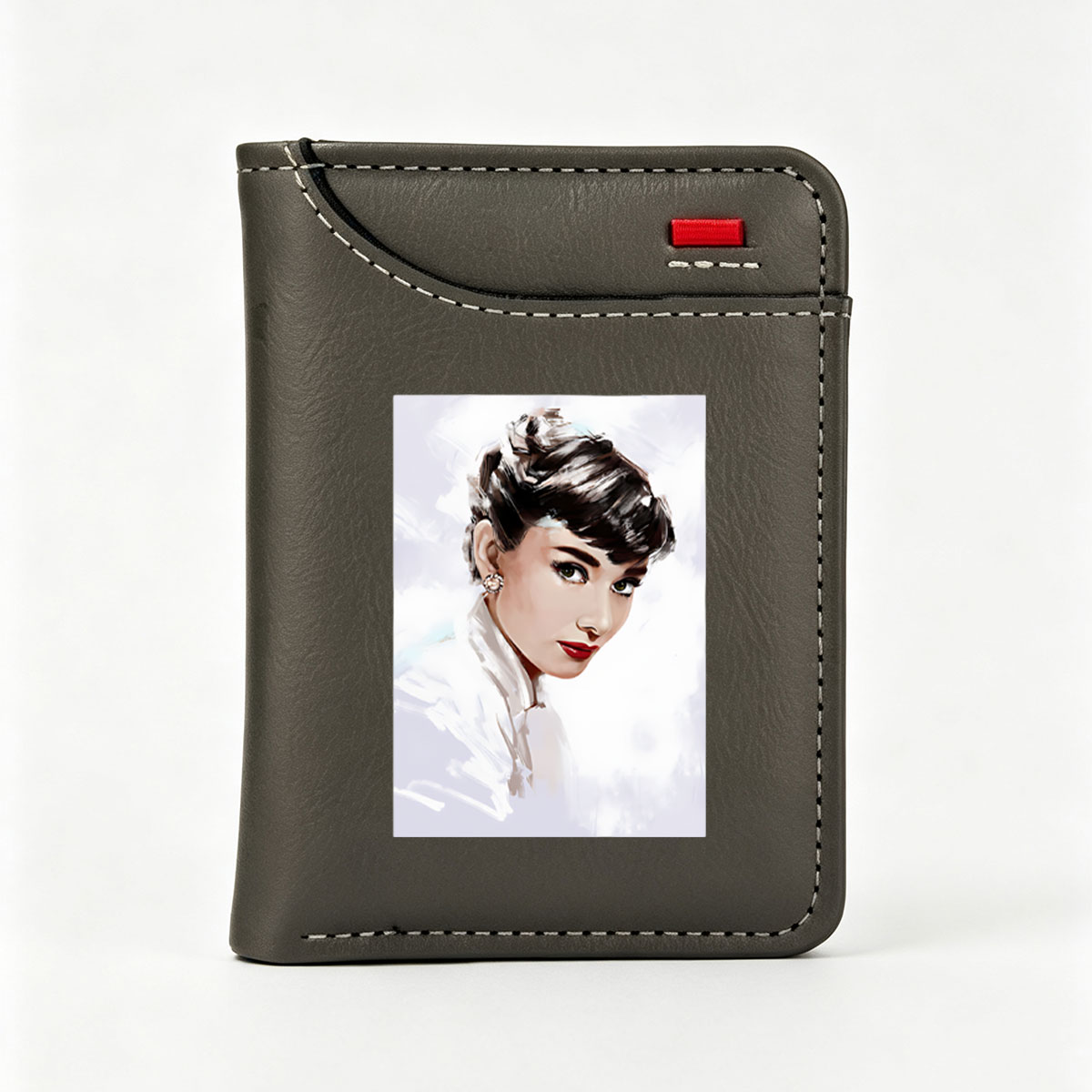 Audrey Hepburn in Classic White Portrait - Vertical Style Wallet