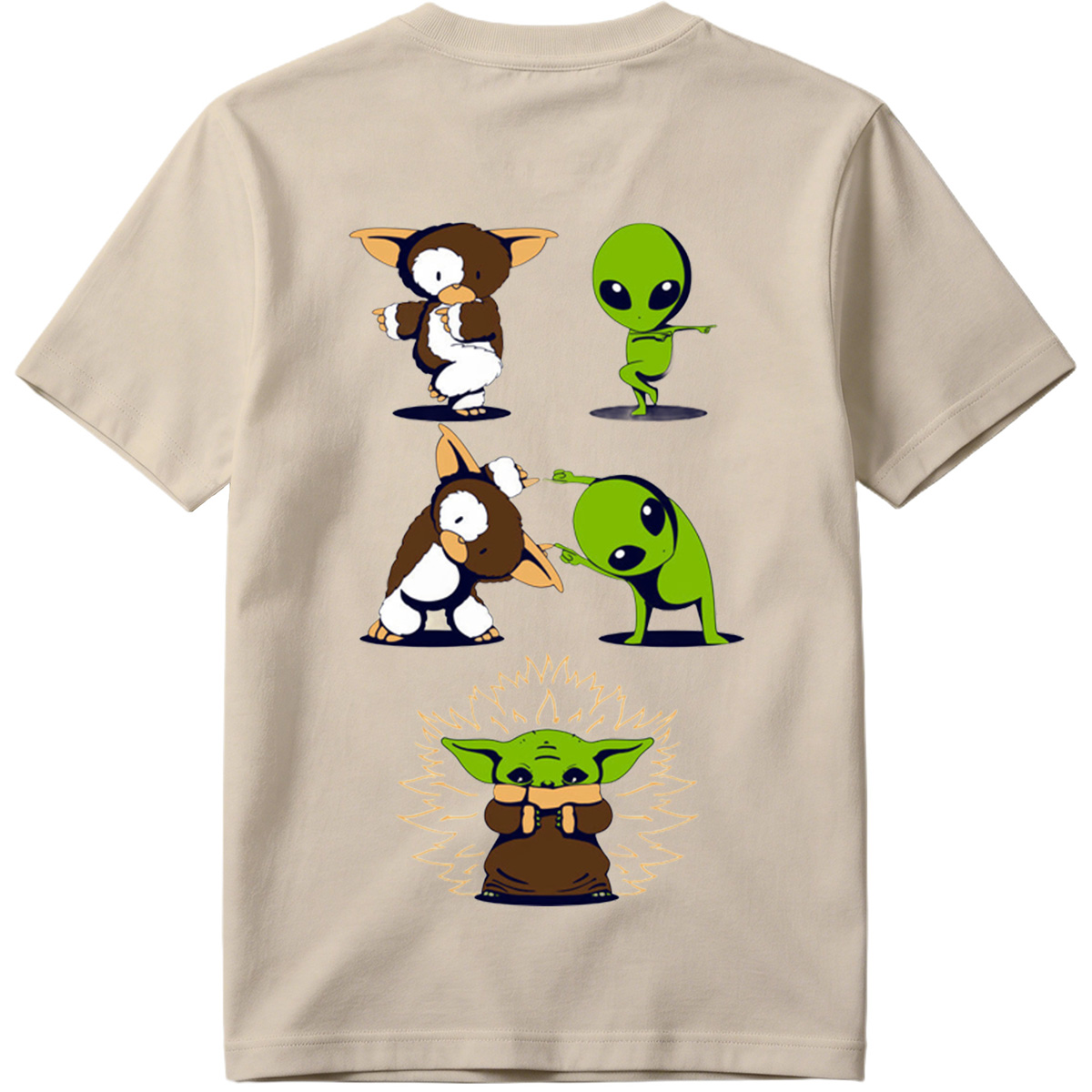 Diddy Kong, Alien, and Baby Yoda in Playful Poses - Tee