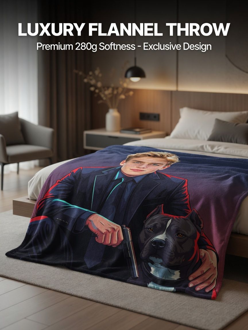 Custom Photo Portrait Flannel Blanket Personalized Ultra Soft Cozy Fleece Throw Cover for Bed Couch Gifts