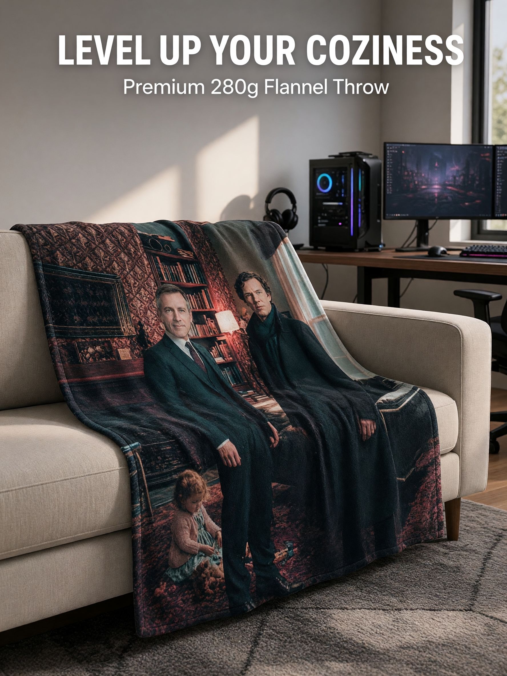 Custom Photo Blanket Personalized Portrait Flannel Throw Ultra Soft Warm Fleece Bed Couch Cover Ideal Memory Gift