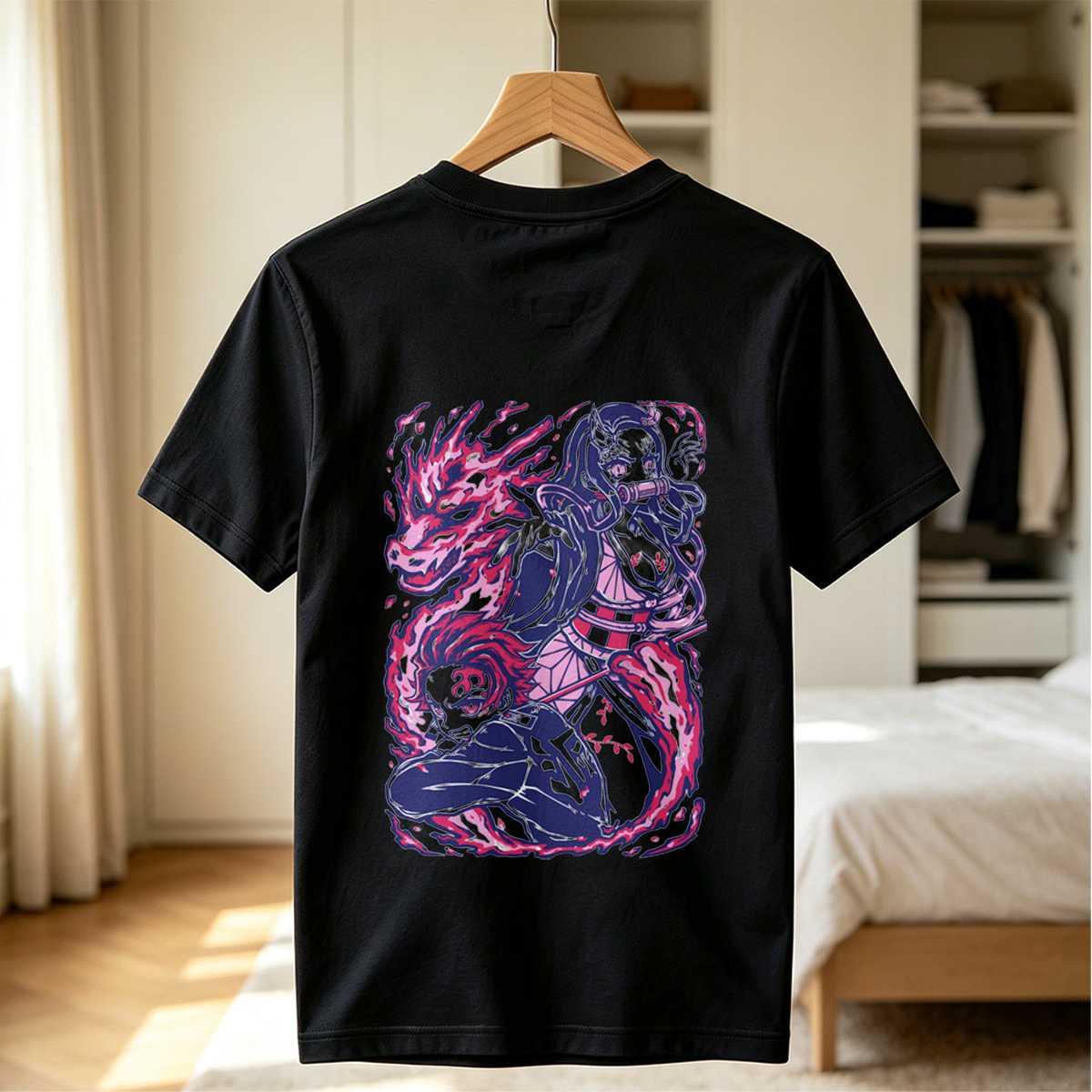 Demon Slayer: Kimetsu no Yaiba - Nezuko Kamado and Tanjiro Kamado with Flame Breathing - Tee