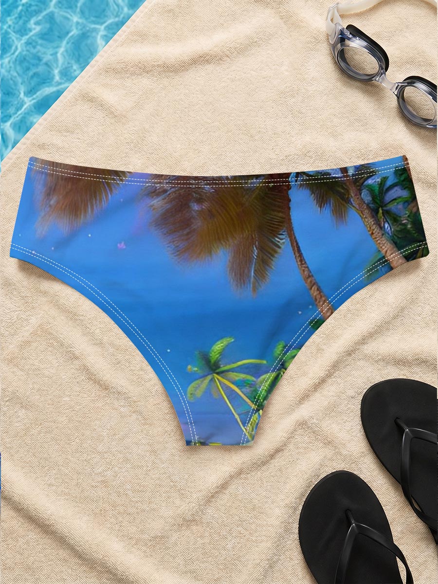 Tropical Beach with Palm Trees and Crystal Clear Water -  Men's swim trunks