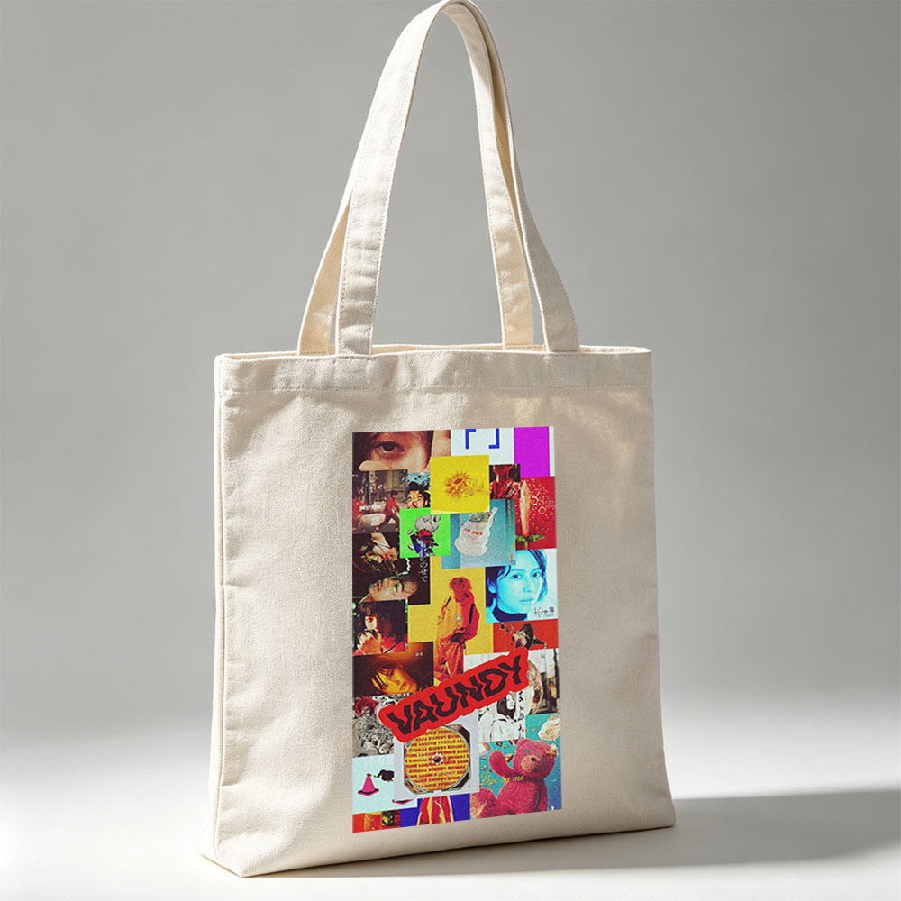 Vaundy Music Video Collage Featuring Colorful Artwork and Pop Culture Imagery - Canvas tote bags