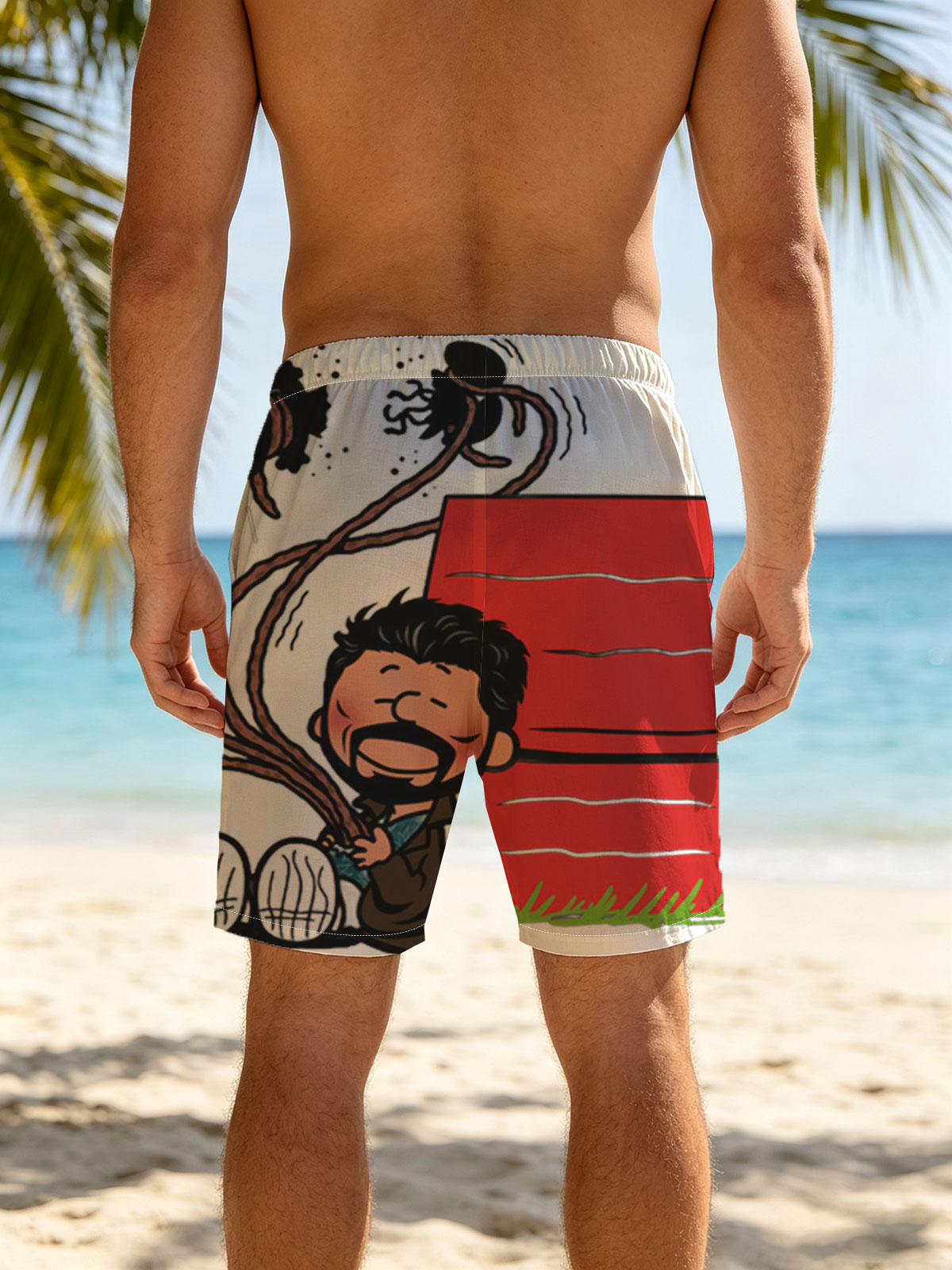 Man with Tentacles and Red Box -  Beach shorts