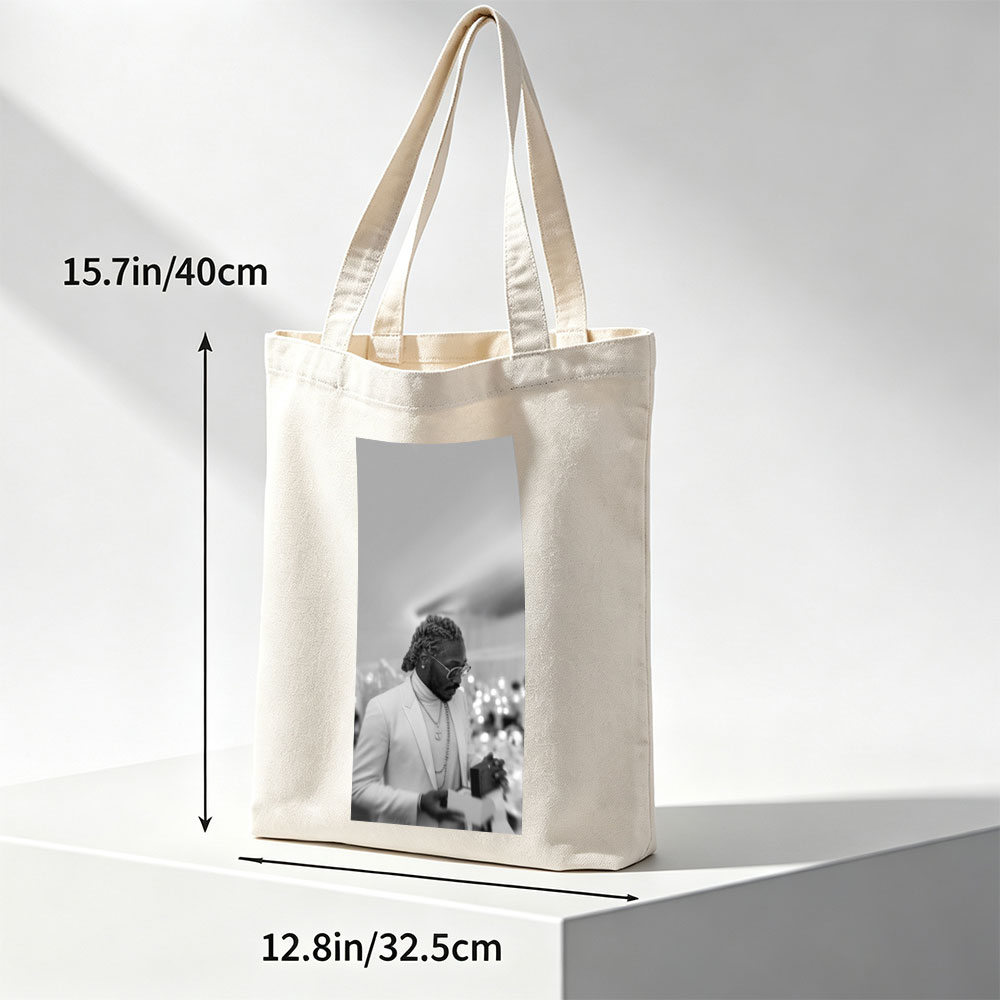 Tory Lanez at a Formal Event Wearing a White Suit and Glasses in Black and White Photo - Canvas tote bags