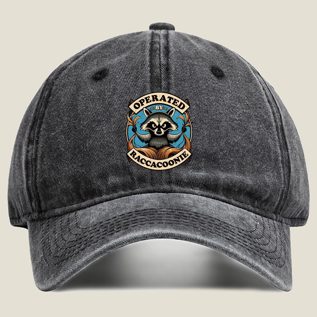Operated by Raccacoonie - Washed Denim - Baseball Cap