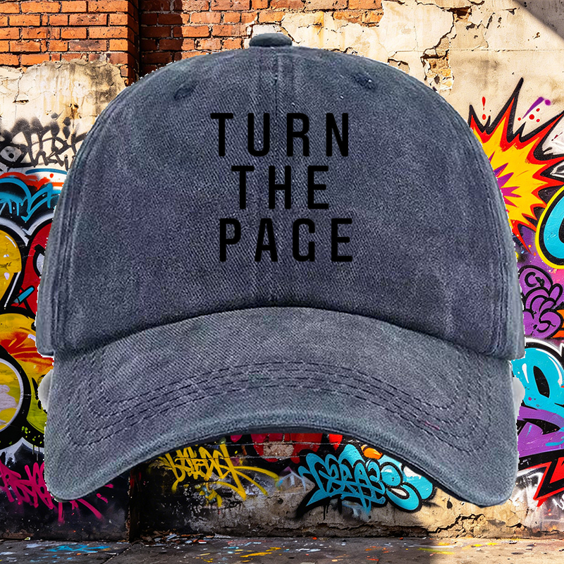 Men's Printed Washed Cotton Hat Turn The Page Design Casual Round Brim Summer Lightweight Cap for Outdoor Activities and Urban Lifestyle Adults