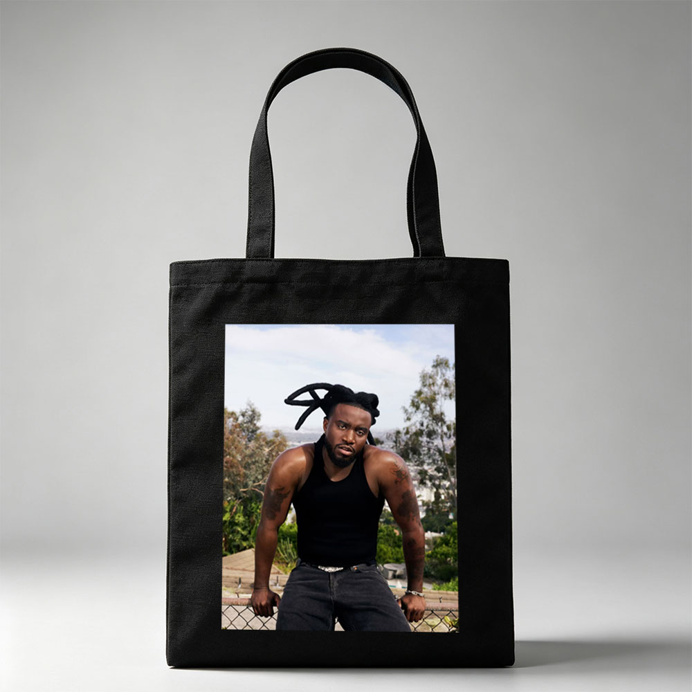 T-Pain Outdoors in Los Angeles, Wearing Black Tank Top and Jeans with Visible Tattoos and Dreads - Canvas tote bags