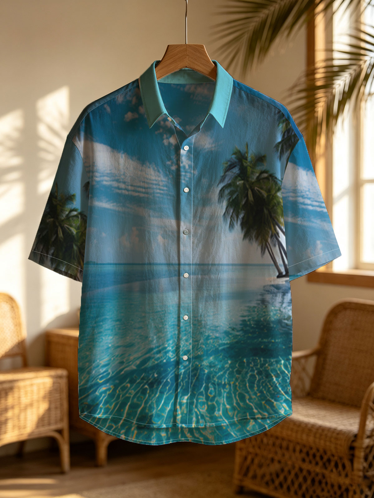 Infinite Pool Meets Azure Sea Under Palm Trees -  Shirt