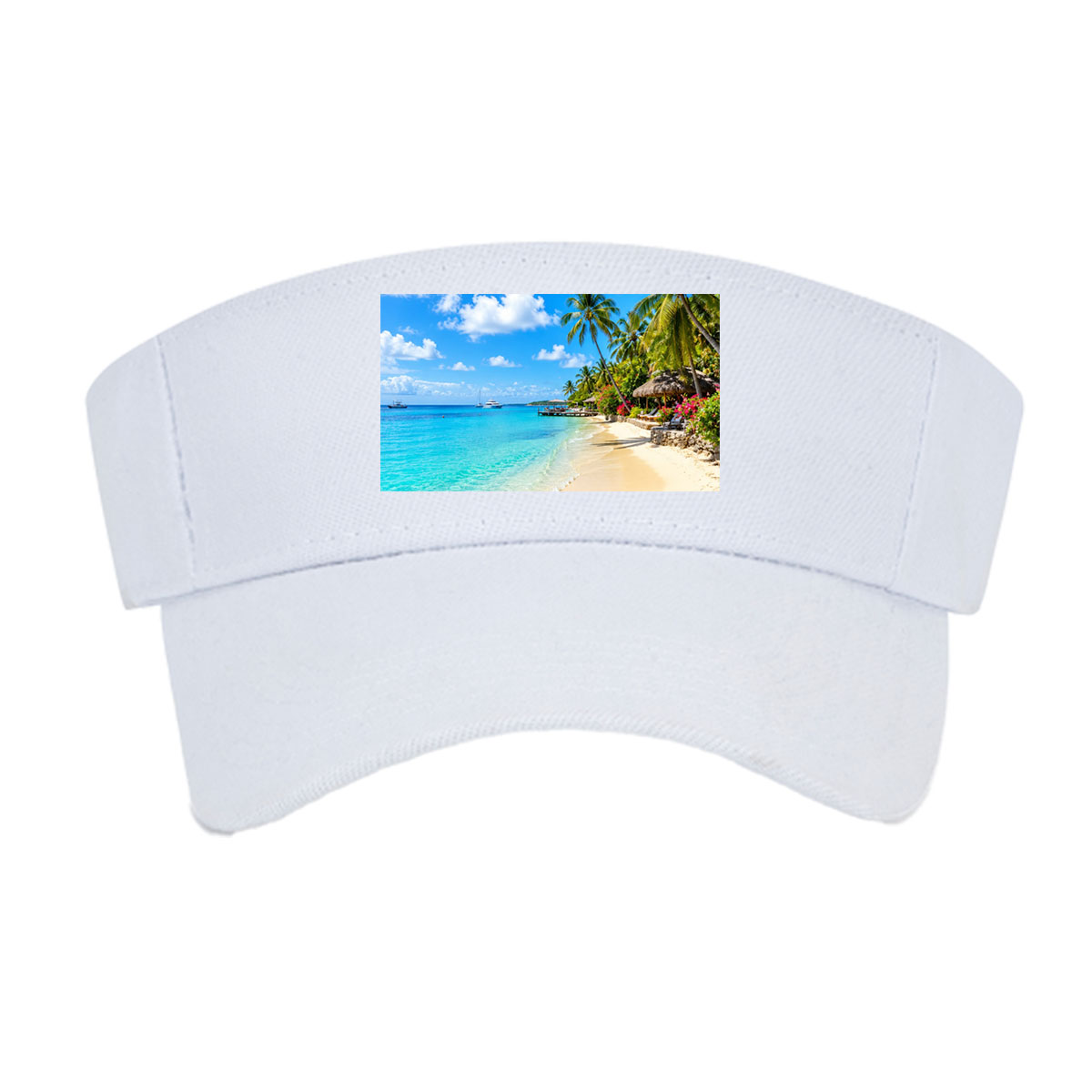 Tropical Beach with Palm Trees and Crystal Clear Water -  Visor cap