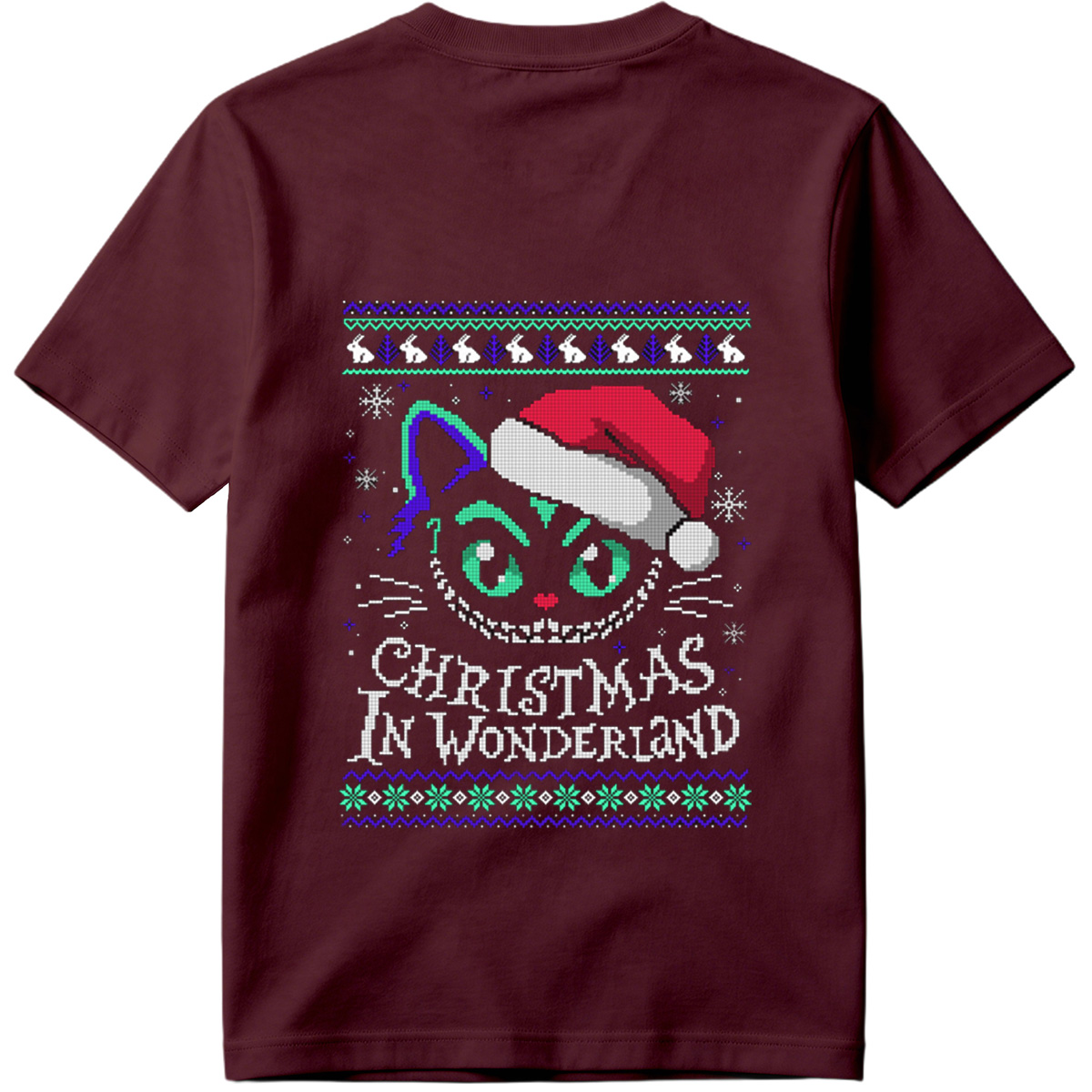 Christmas in Wonderland: Cheshire Cat Ugly Sweater Design - Tee