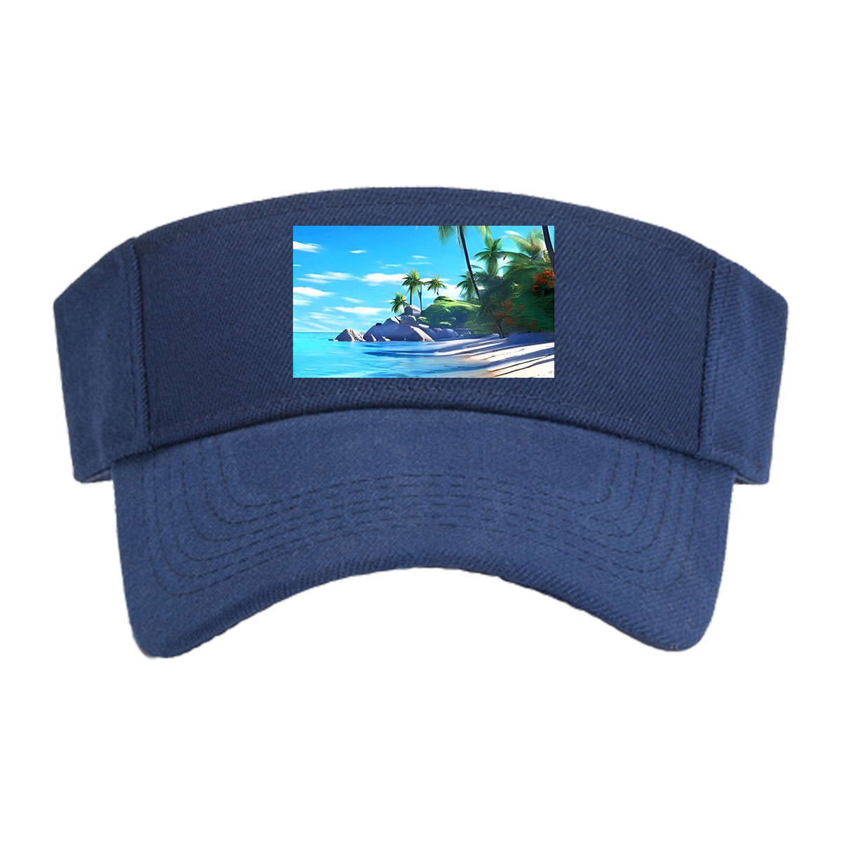 Tropical Beach with Palm Trees and Crystal Clear Water -  Visor cap