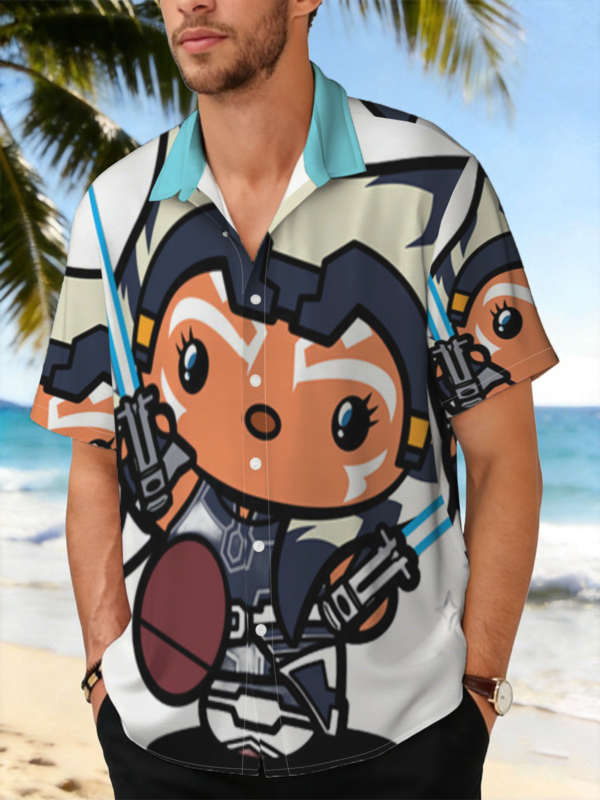 Ahsoka Tano Chibi with Dual Blue Lightsabers -  Shirt
