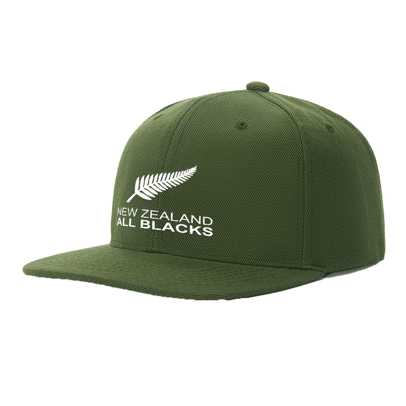 Flat Brim Baseball Cap New Zealand All Blacks Silver Fern Logo Streetwear Underground Skate Style Basketball Court Skatepark Urban Outfit for Skaters Rappers Streetwear Enthusiasts