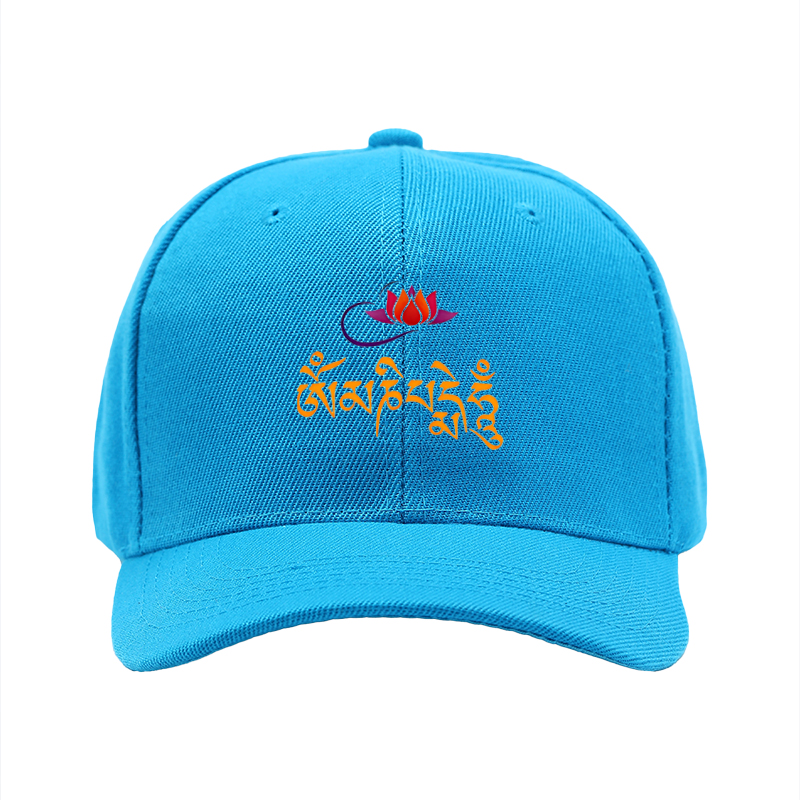 1pc New Baseball Cap with Lotus Flower and Tibetan Script Print Unisex Adjustable Hat for Outdoor Activities and Casual Wear Suitable for Adults and Teenagers