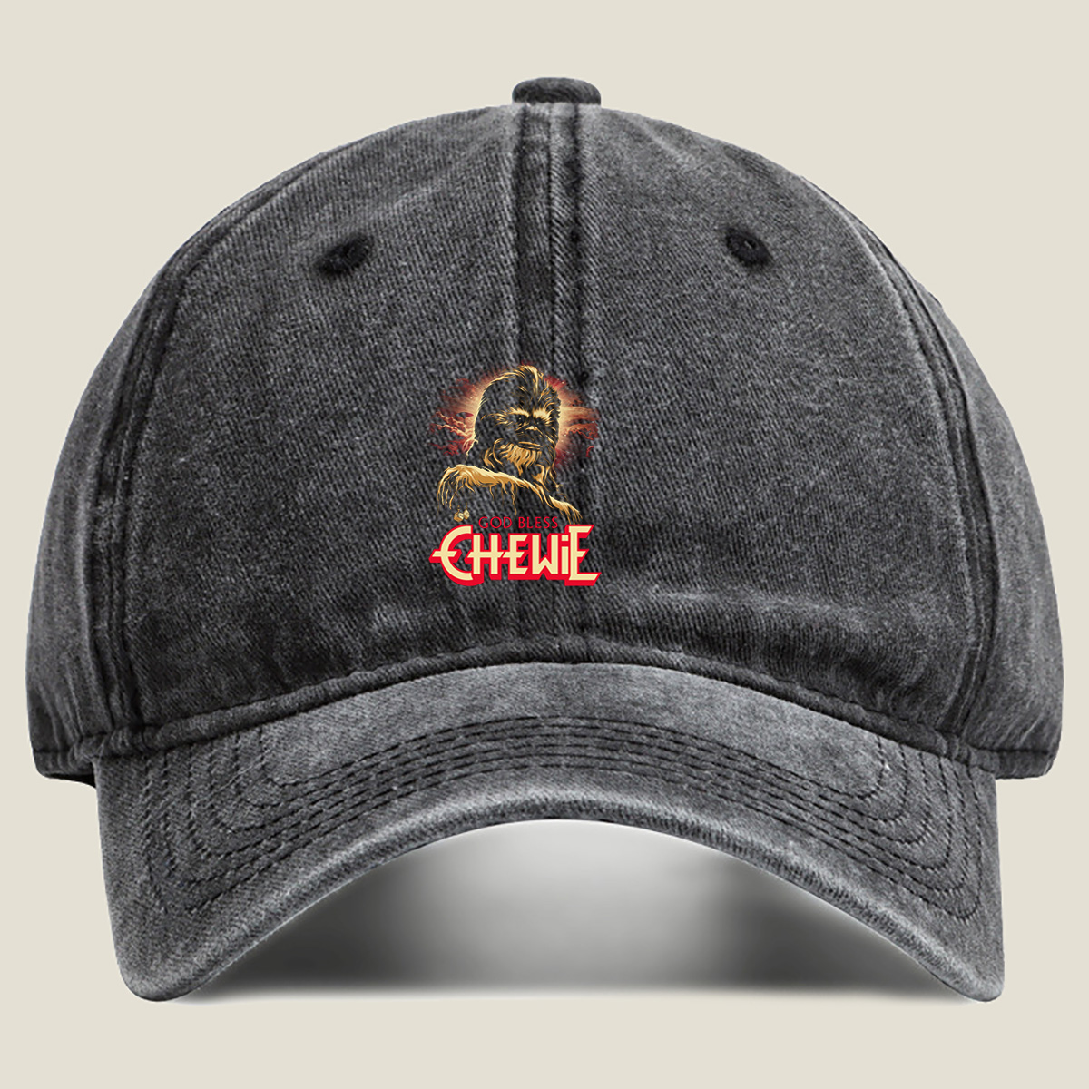 God Bless Chewie - Star Wars Character Art - Washed Denim - Baseball Cap