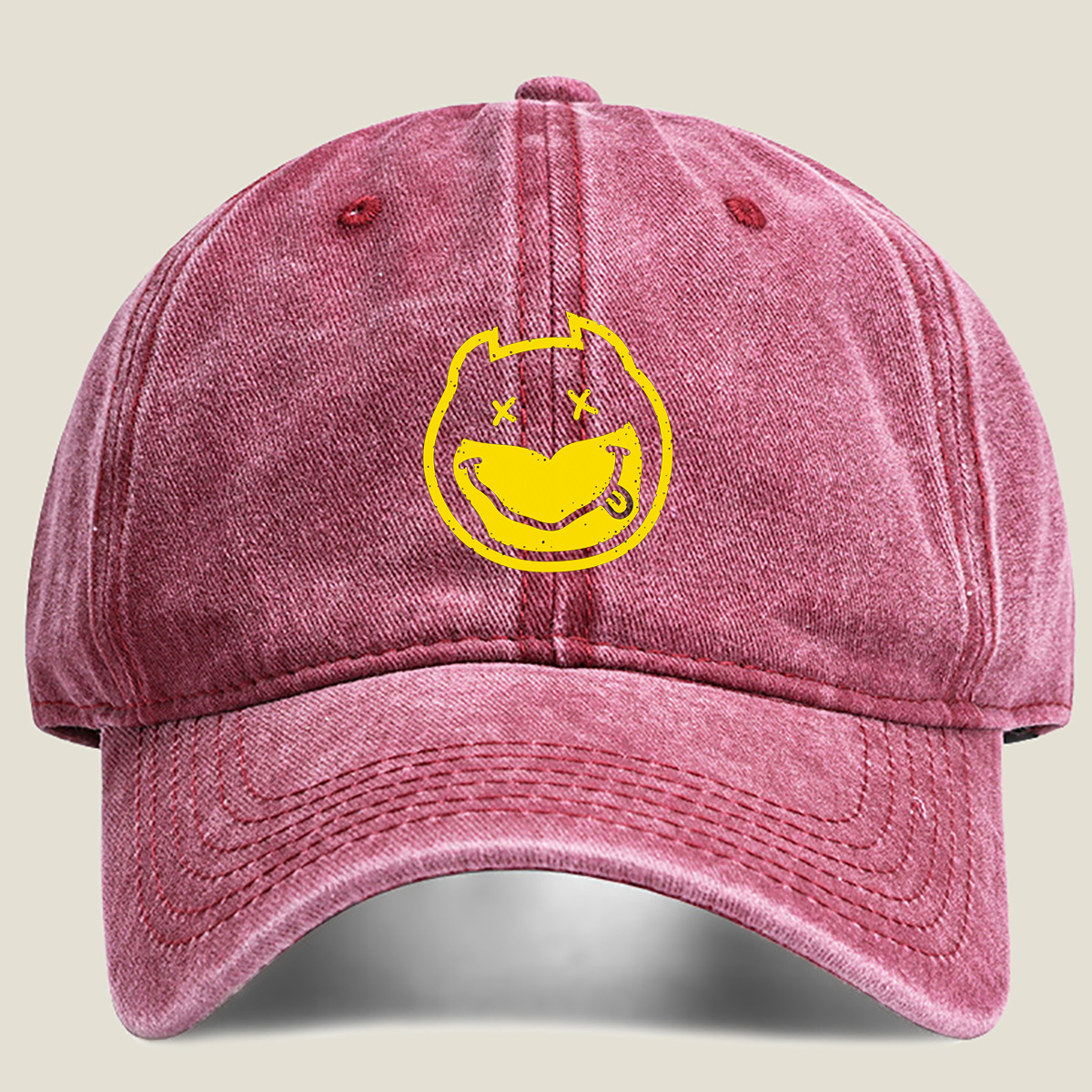Trollface Emoji - Washed Denim - Baseball Cap