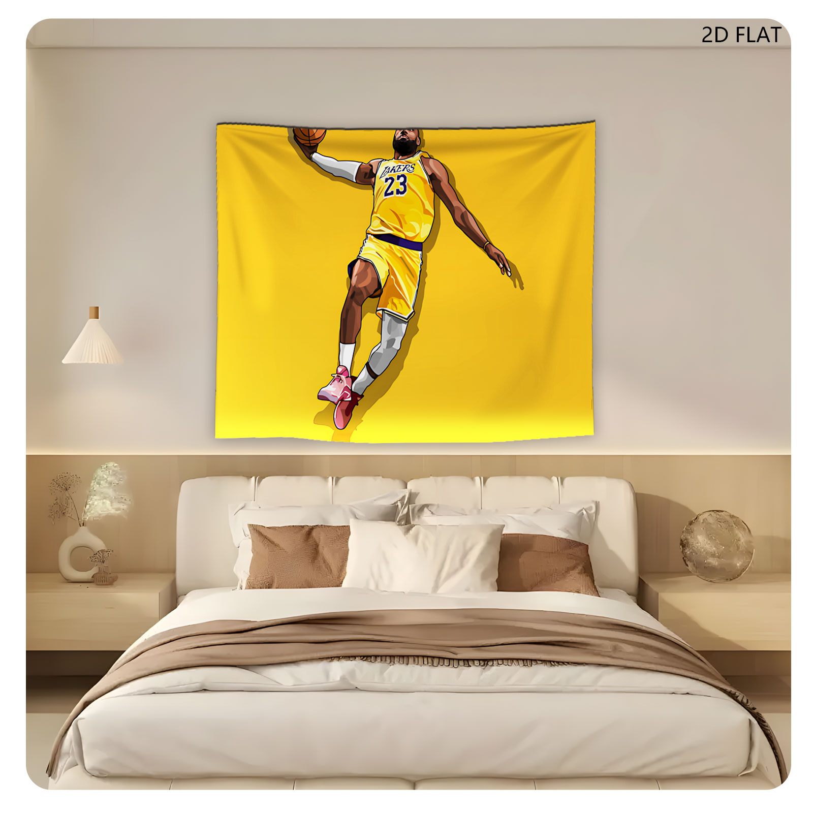 LeBron James in Lakers Jersey, Number 23, Mid-Air Basketball Action - Tapestry