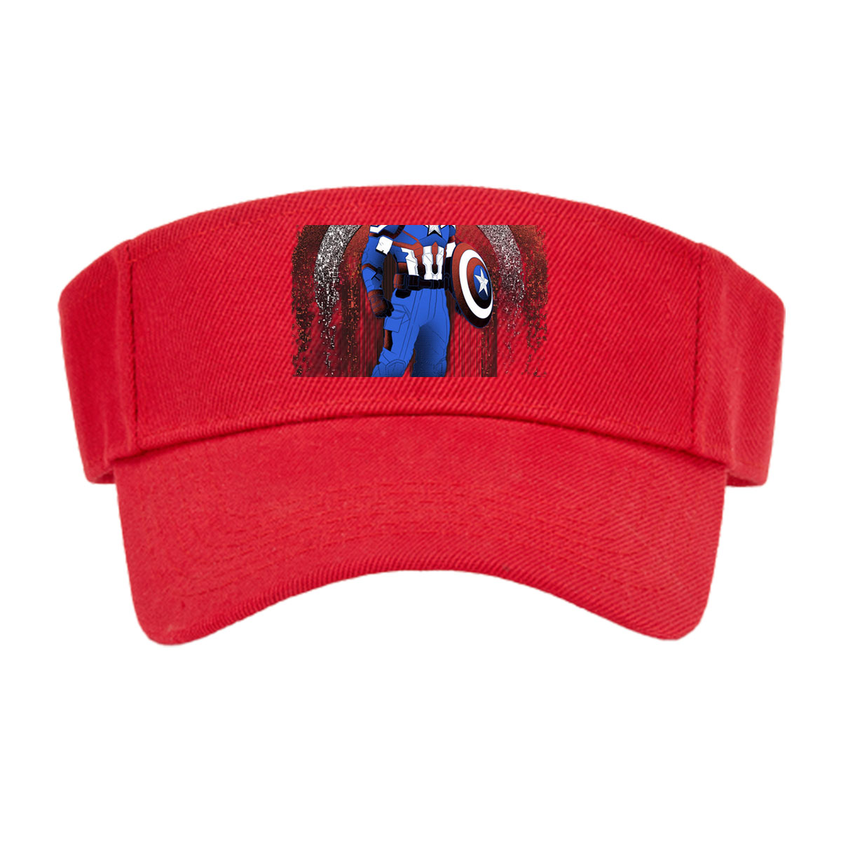 Captain America in Tactical Suit with Shield, Standing Against a Dynamic Red, White, and Blue Background -  Visor cap
