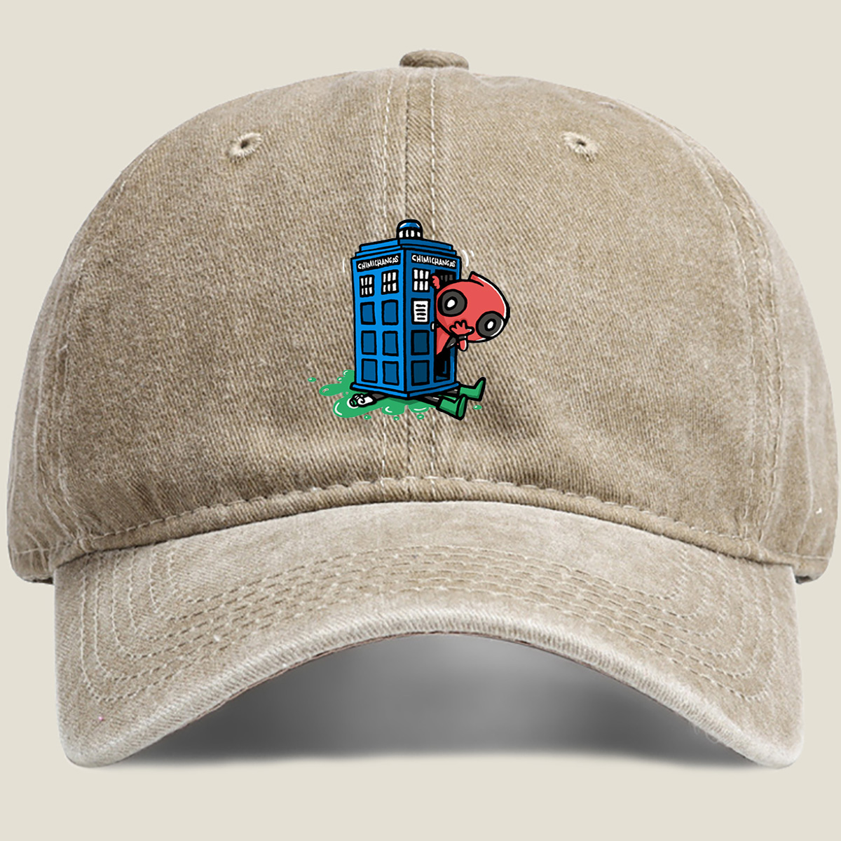 Rick and Morty Meets Doctor Who: Chimichangas TARDIS - Washed Denim - Baseball Cap