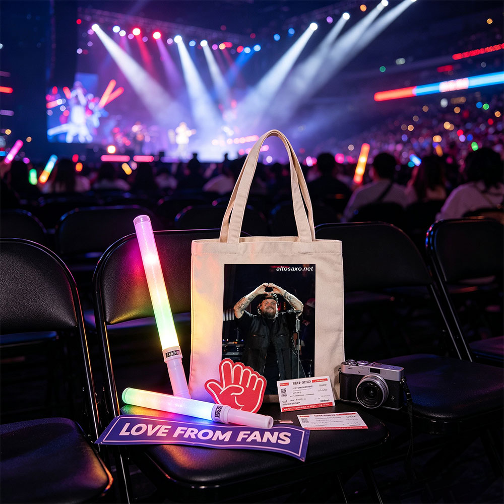 Luke Combs on Stage Making Heart Gesture with Hands - Canvas tote bags