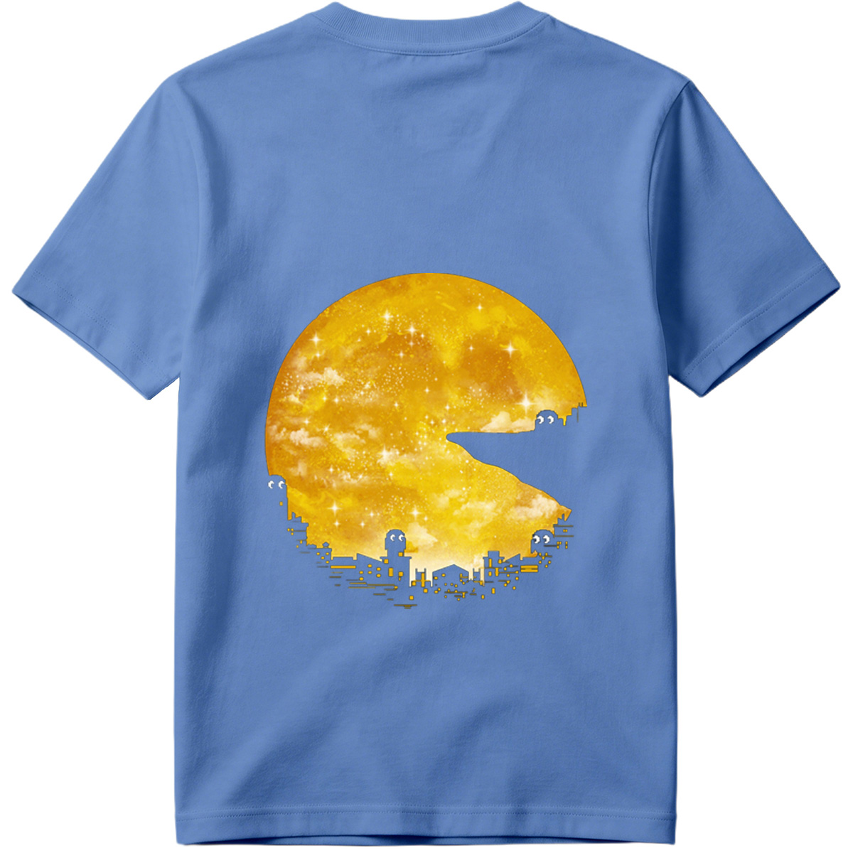 Pac-Man Cityscape Under the Moon - Tee