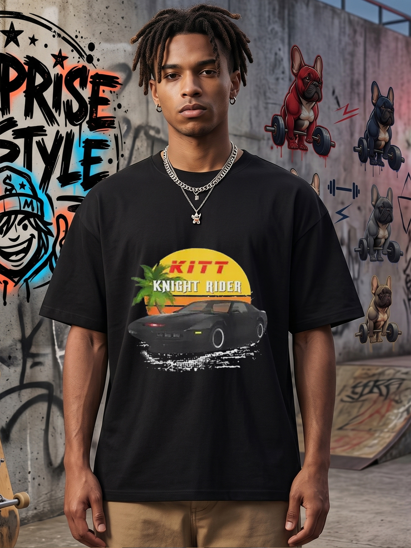 Men's Printed T-Shirt KITT Knight Rider Car Graphic Summer Lightweight Breathable Crew Neck Short Sleeve Tee for Casual Wear and Pop Culture Fans