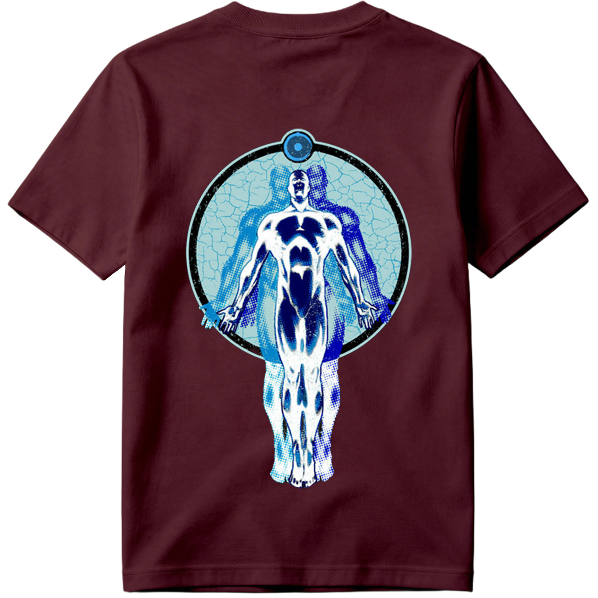 Blue Human Figure in Circular Frame - Tee