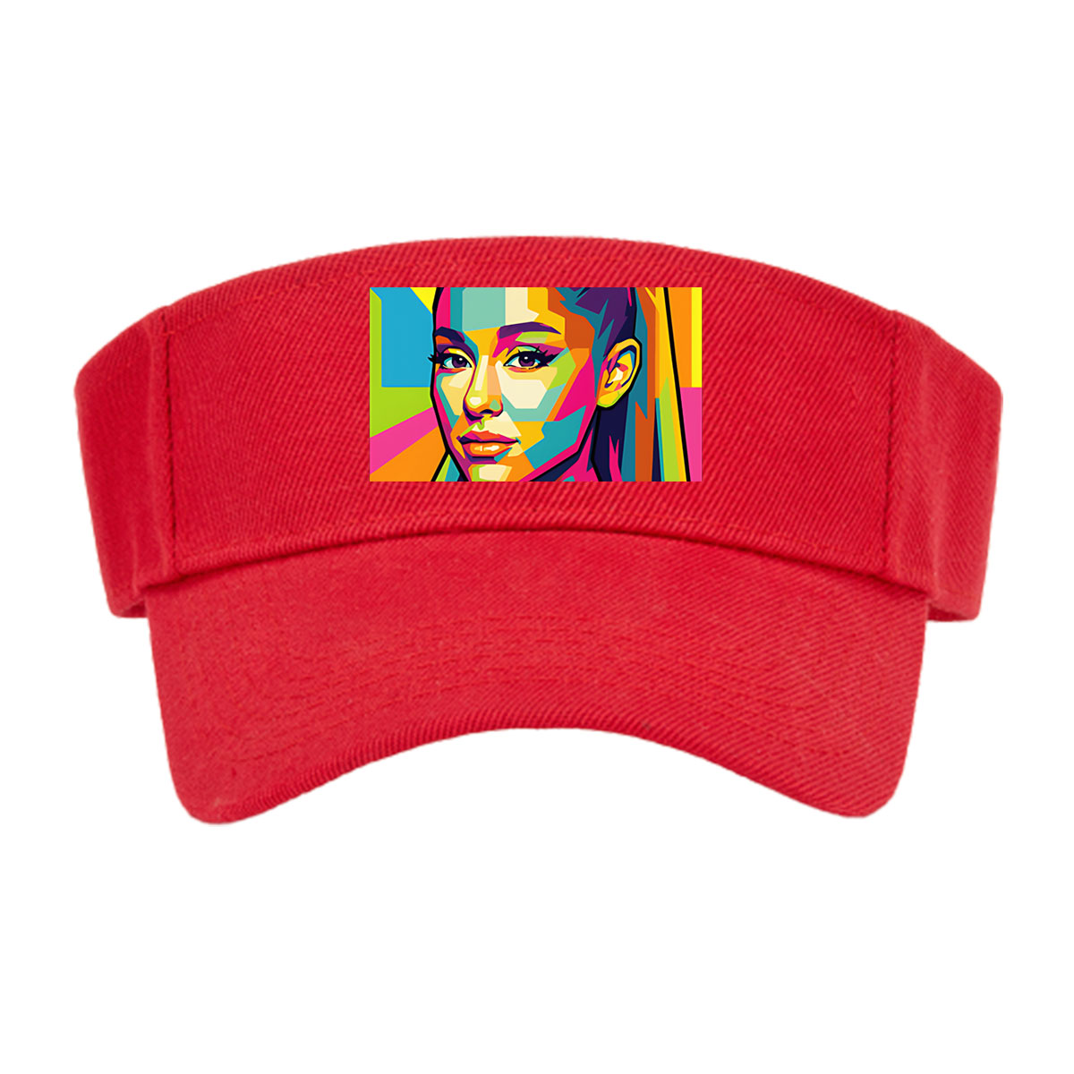 Colorful Pop Art Portrait of a Woman with Vibrant Geometric Patterns -  Visor cap