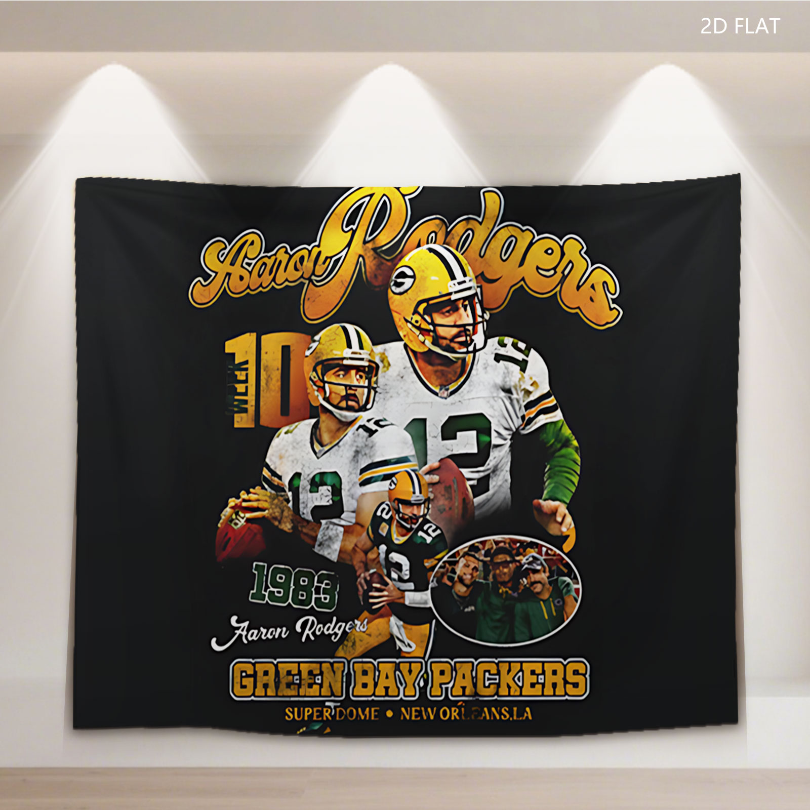 Aaron Rodgers #12 Green Bay Packers Super Bowl XLV Champions 2011 - Tapestry