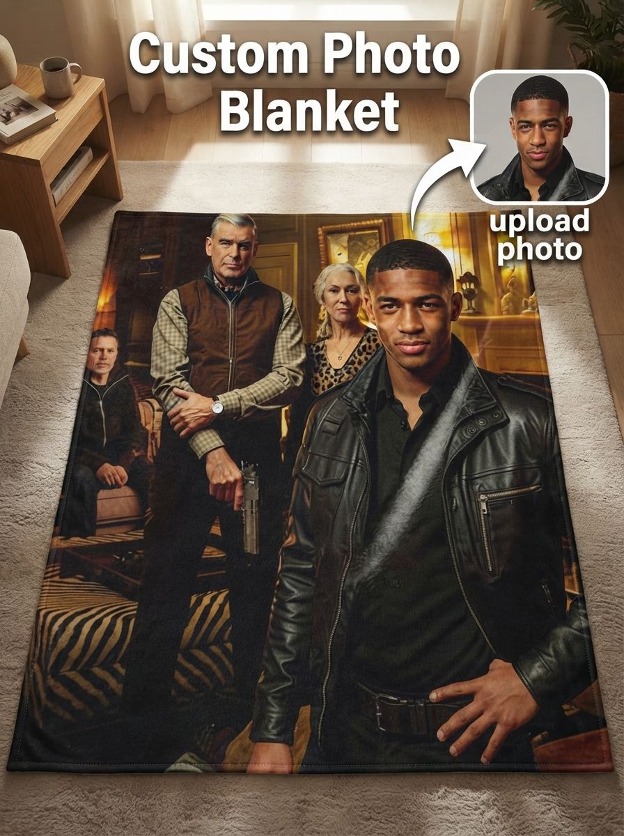 Custom Photo Face Portrait Flannel Fleece Blanket, Ultra Soft Personalized Movie Character Throw Blanket, Ideal