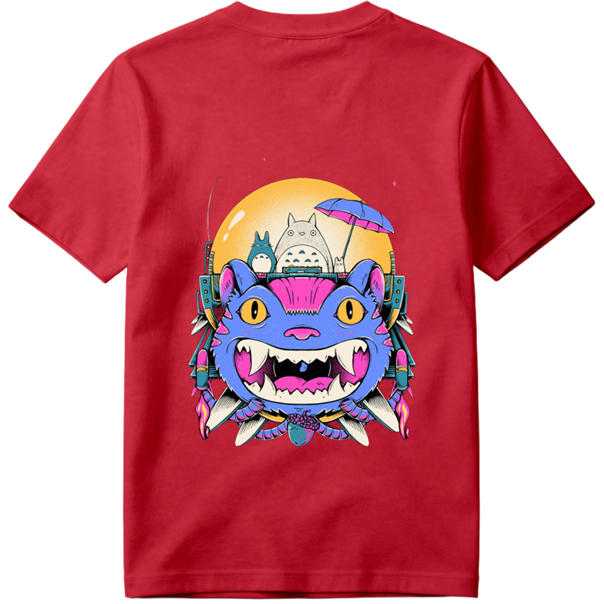 Totoro and Cheshire Cat in Space Adventure - Tee