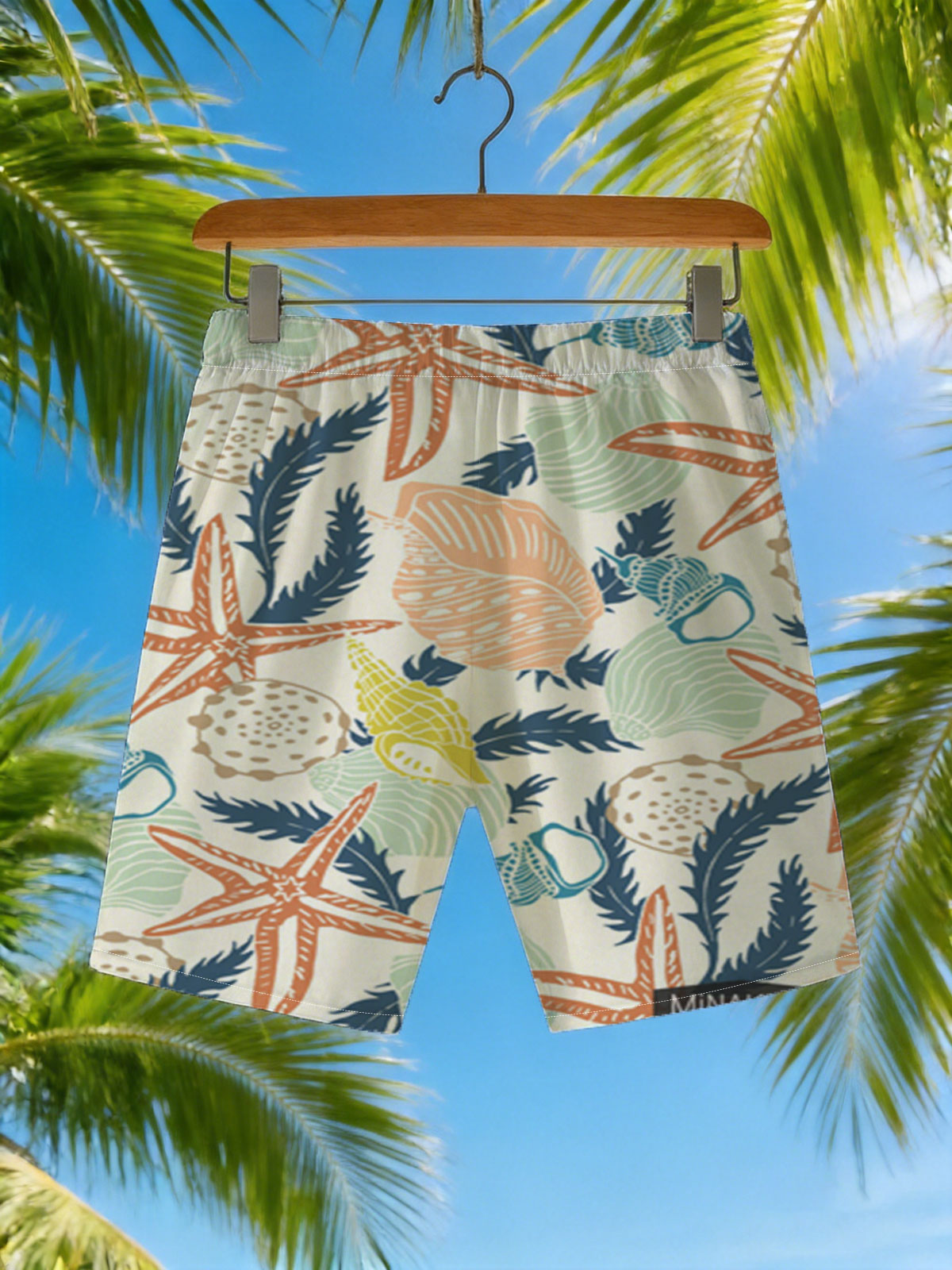 Seashells, Starfish, and Seaweed Pattern -  Beach shorts