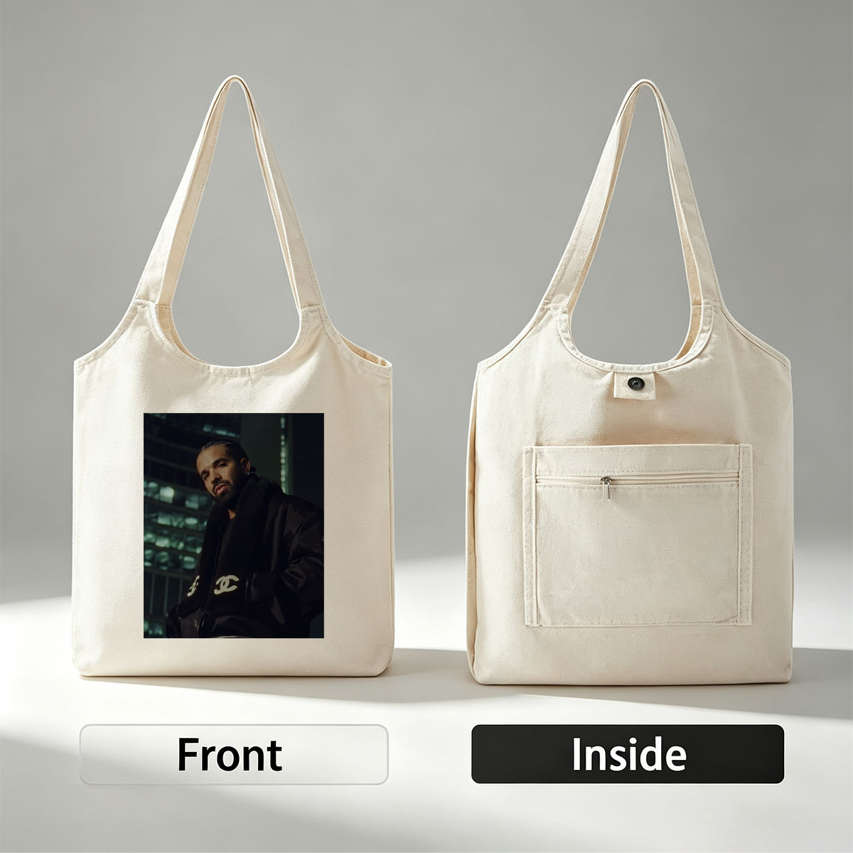 Drake in Urban Night Setting Wearing Chanel Jacket - Canvas shoulder bags/